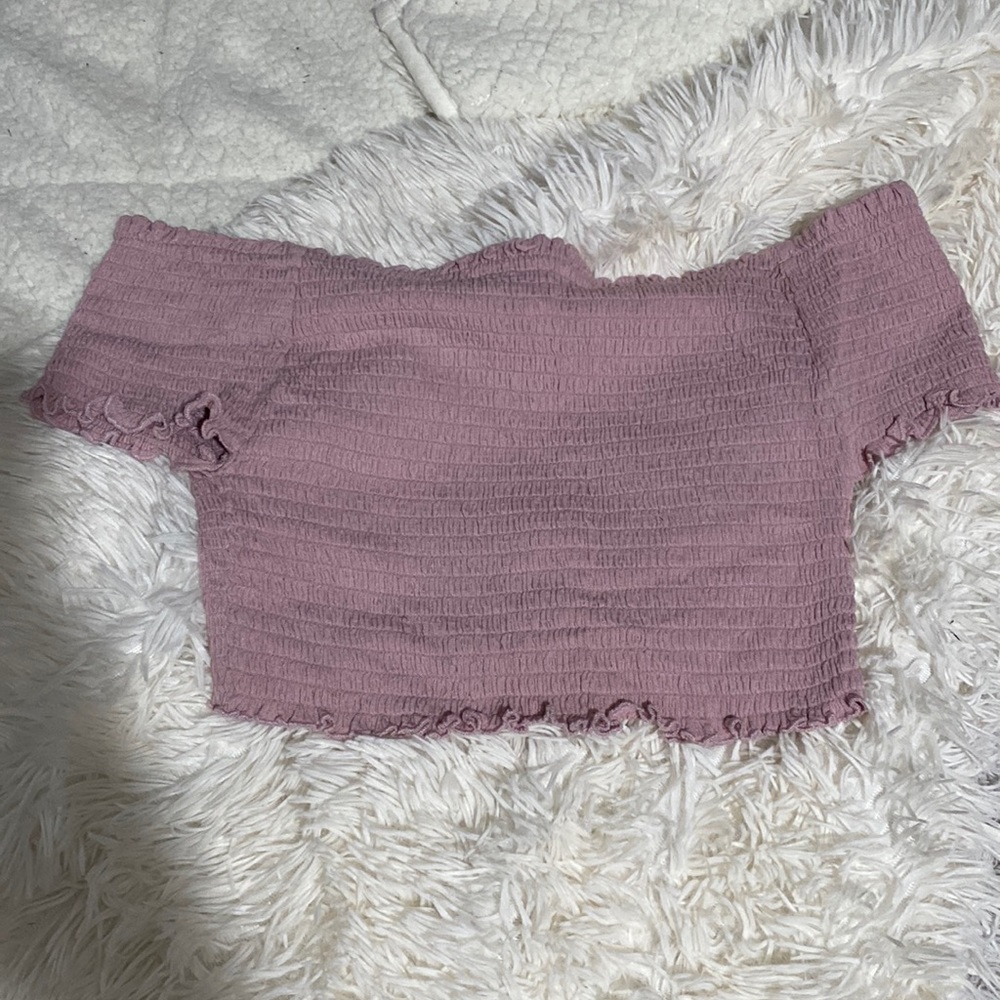 Rose Pink off the shoulder cropped top